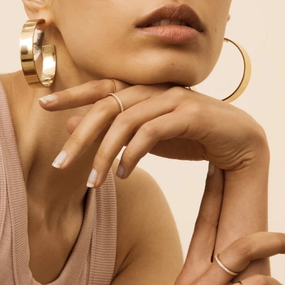 NWT Bagatiba Gold Oversized Roma Hoop Earrings